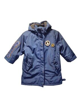 Molo Kids Parka Jacket,"Hollah" Sherpa Lined Dark Denim Blue, Size 128/7-8 Years